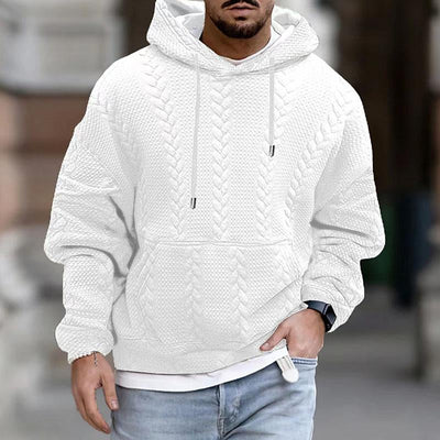 Pull à capuche en maille torsadée texturée pour hommes