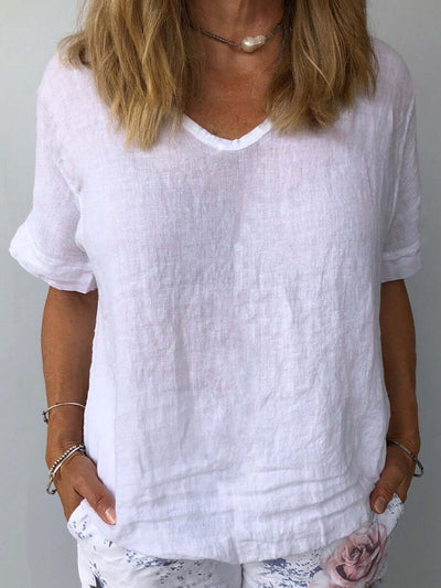 Camiseta de verano cómoda con cuello en V para mujer | Chic