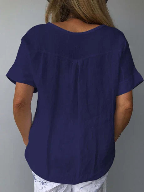 Camiseta de verano cómoda con cuello en V para mujer | Chic