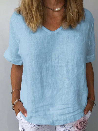 Camiseta de verano cómoda con cuello en V para mujer | Chic