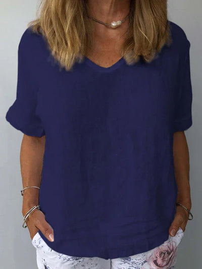 Camiseta de verano cómoda con cuello en V para mujer | Chic