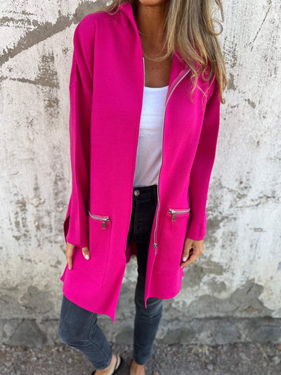 Gilet Longue Femme Effen Kleuren - Angelique