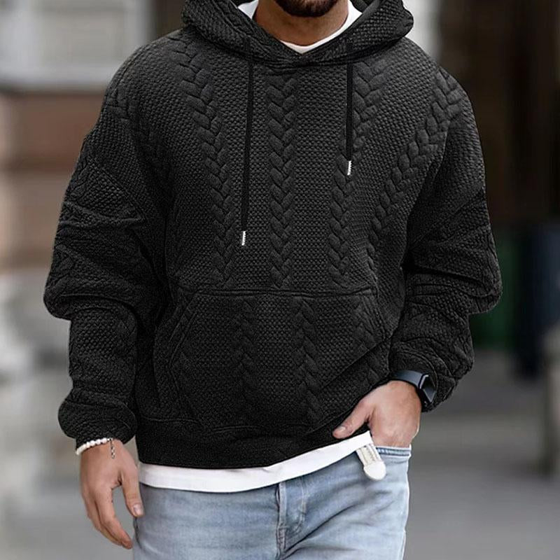 Pull à capuche en maille torsadée texturée pour hommes