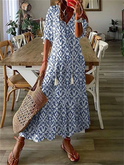 Jüli | Vestido maxi veraniego vaporoso con mangas cortas | Elegante, cómodo y versátil