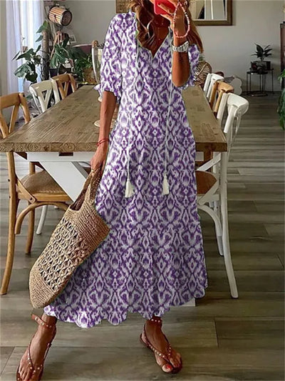 Jüli | Vestido maxi veraniego vaporoso con mangas cortas | Elegante, cómodo y versátil