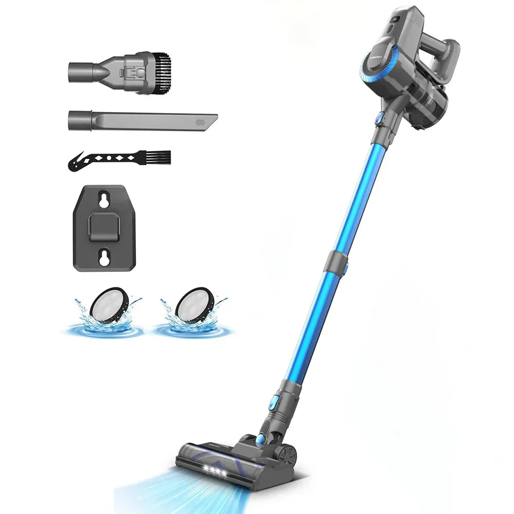 6-in-1 Cordless Stick Vacuum Cleaner - with LED Brush, 2200mAh Battery and Quiet Operation (65dB)