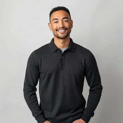 Pull en maille polo pour hommes | manches longues