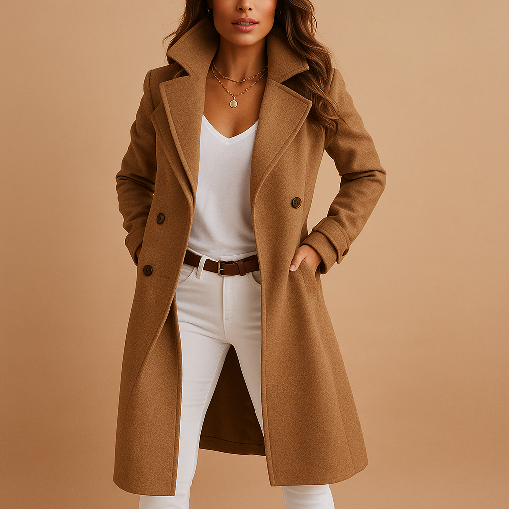Long coat for women | Elegant coat with buttons and classic collar