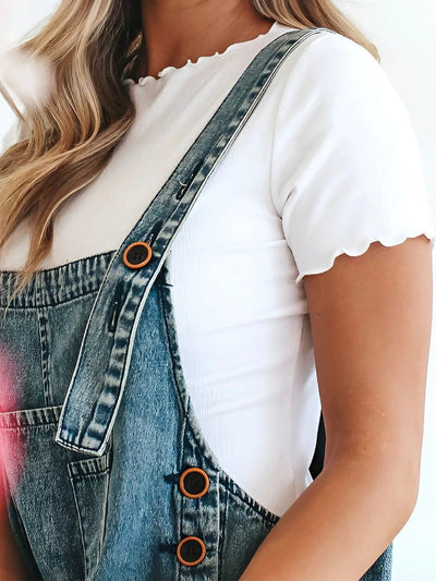 Salopette Large en Jean | Effet Usé | Style Décontracté et Vintage