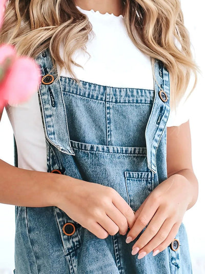 Salopette Large en Jean | Effet Usé | Style Décontracté et Vintage