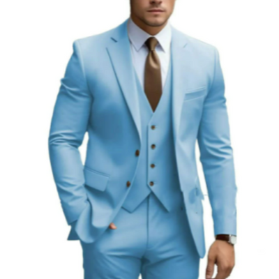 León | Traje de tres piezas para hombre con chaqueta de dos botones: moderno, elegante y versátil.