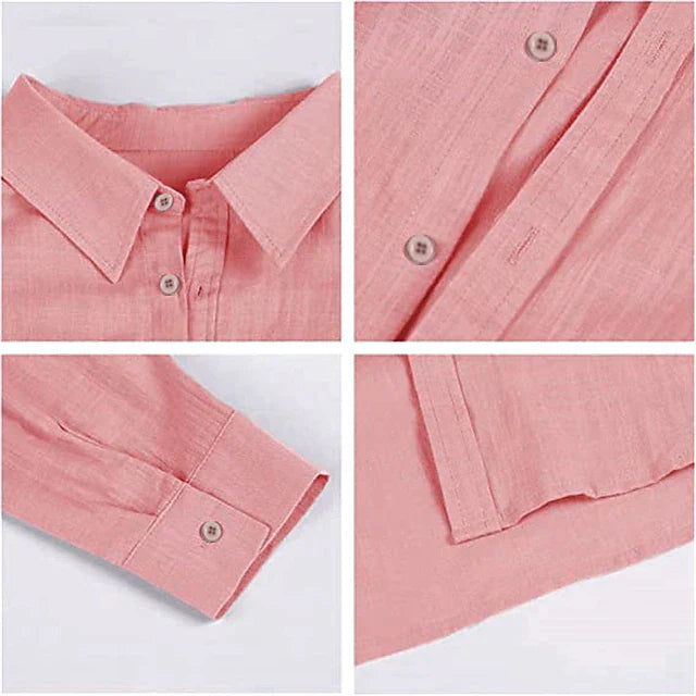 Camisa de lino de manga larga para hombre - Primavera, Verano