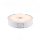 Lampe LED ronde blanche avec capteur de mouvement, interrupteur OFF/AUTO/ON, éclairage doux, idéale pour éclairage intérieur, économie d'énergie.