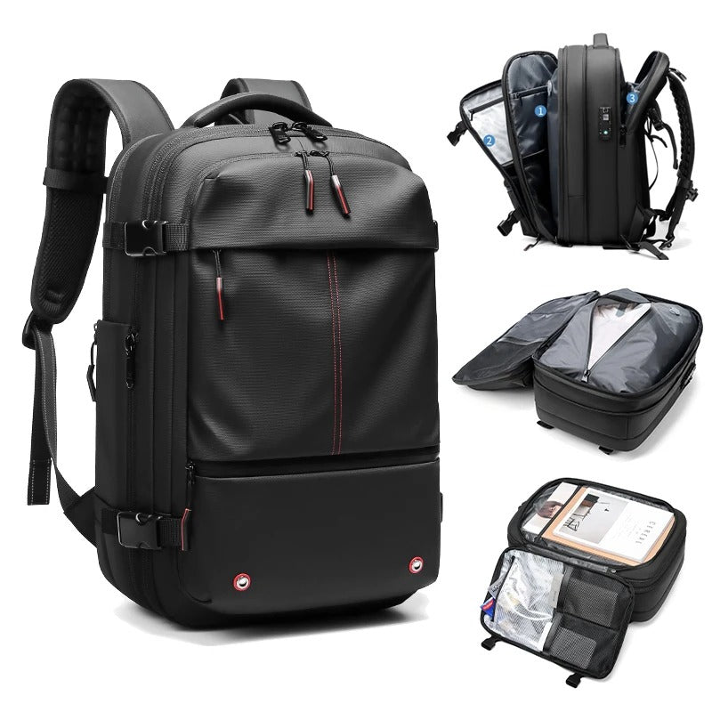 Mochila antirrobo de 60 l con compresión al vacío