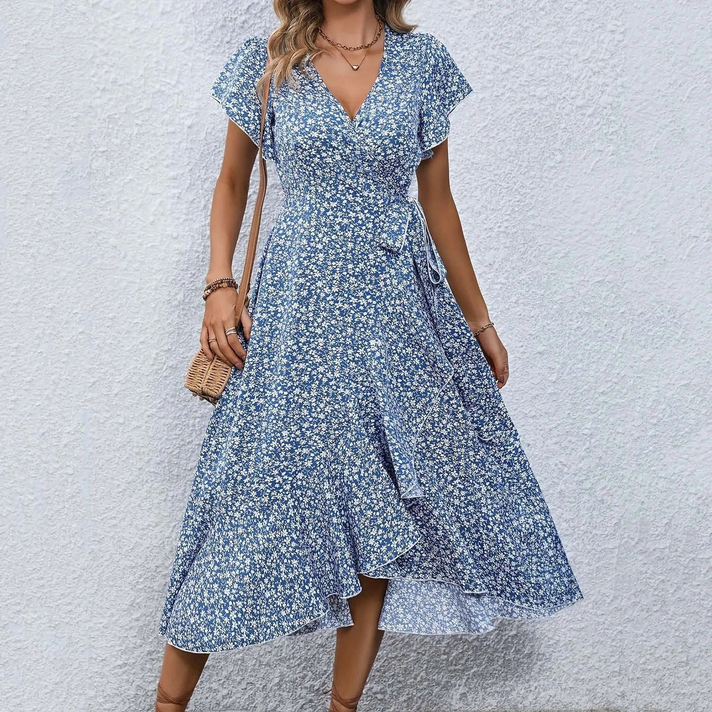 Vestido cruzado floral para mujer Margarethe