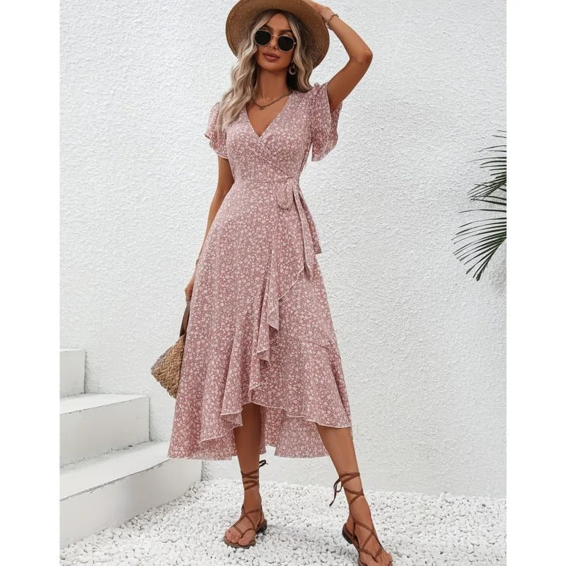 Vestido cruzado floral para mujer Margarethe