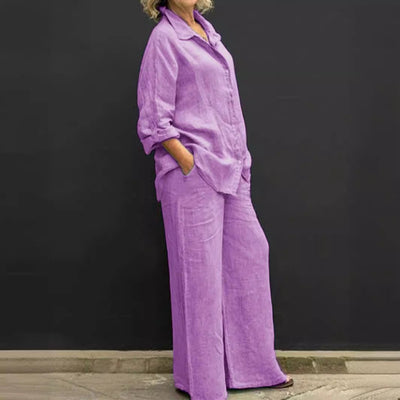 Elegante traje de algodón y lino: ropa de trabajo elegante y cómoda.