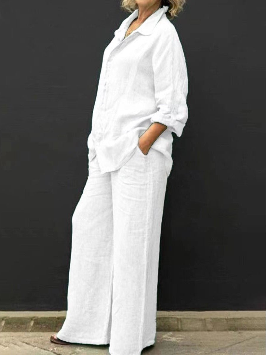 Elegante traje de algodón y lino: ropa de trabajo elegante y cómoda.