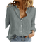 Blusa de lino para mujer con un estilo casual abotonado y un corte holgado.