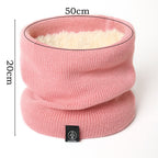 Écharpe tube rose en tricot, doublée de fourrure synthétique, dimensions 50x20 cm, idéale pour l'hiver. Accessoire chaud et tendance.