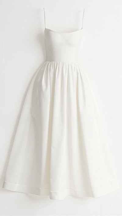 Vestido midi para mujer - Corte en A - Tirantes finos - Diseño fluido y elegante