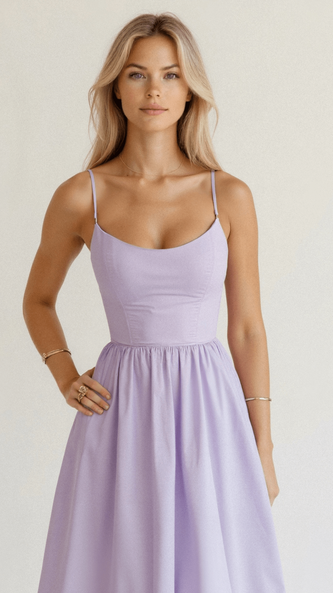 Vestido midi para mujer - Corte en A - Tirantes finos - Diseño fluido y elegante