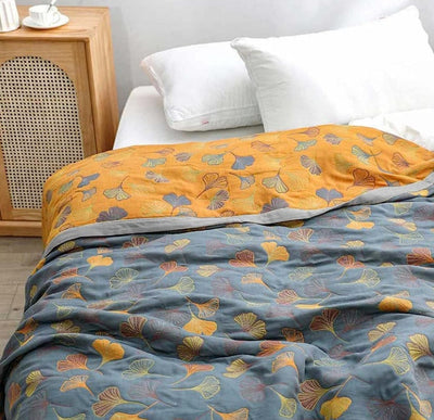 Couverture en coton réversible à motifs floraux