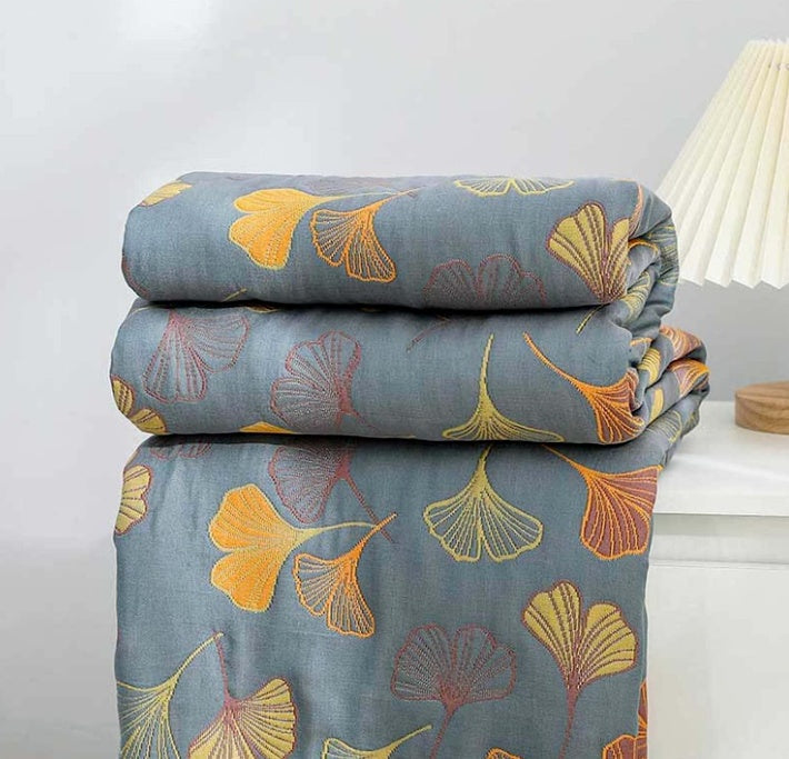 Couverture en coton réversible à motifs floraux