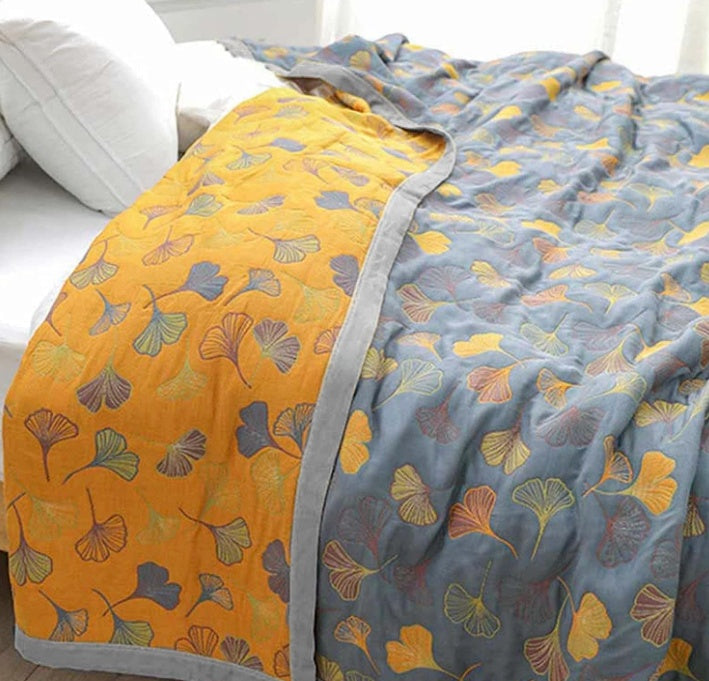 Couverture en coton réversible à motifs floraux