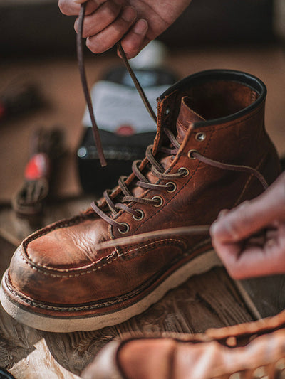 Bottes de travail en cuir pleine fleur à bout mocassin pour hommes