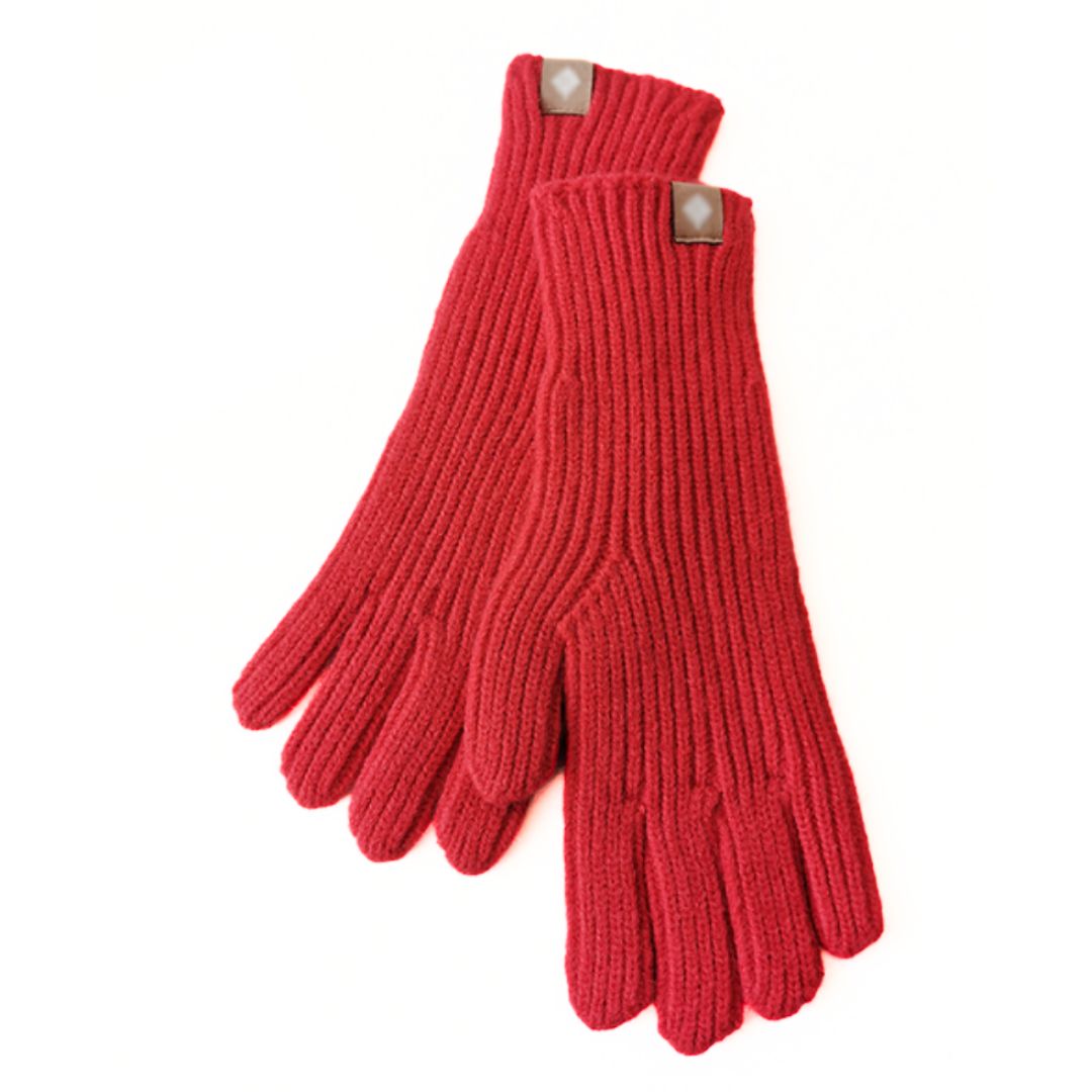 Gants rouges en laine tricotée, élégants et chauds, parfaits pour l'hiver. Accessoire mode hiver, confort et style.