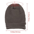 Bonnet en tricot gris, dimensions 24,5x30 cm, taille ajustable 54-59 cm, style décontracté, idéal pour l'hiver et la mode urbaine.