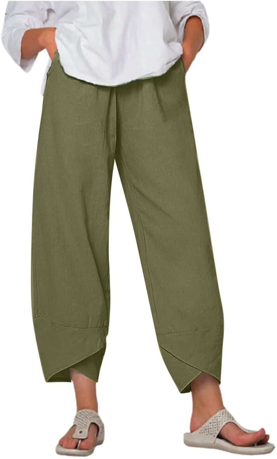 Culotte de mujer - pernera ancha - largo cropped - cintura elástica - tejido ligero