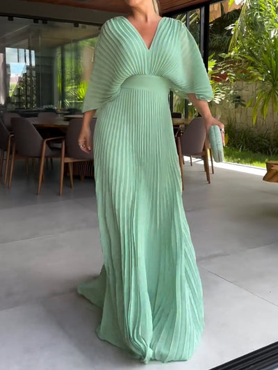 Gizela - Vestido largo vaporoso de canalé para mujer