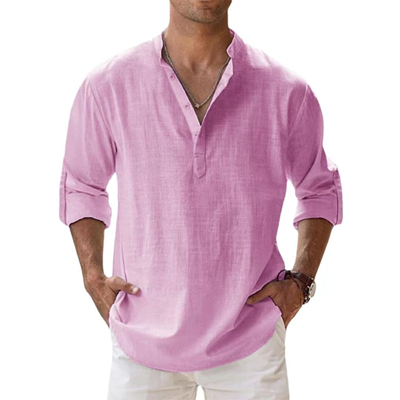 Camisa de lino para hombre: transpirable y elegante para primavera y verano.