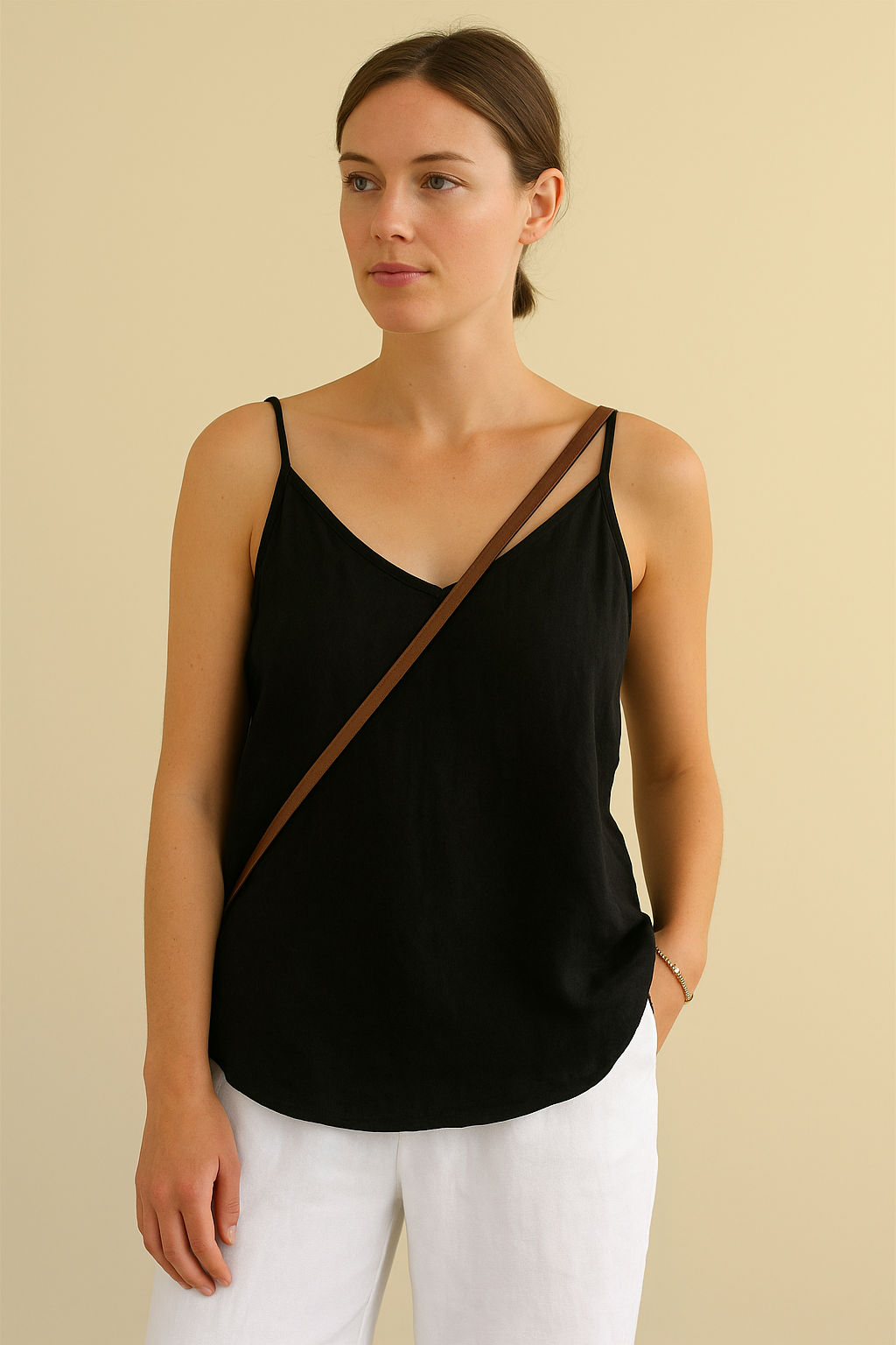 Top de verano sin mangas para mujer: estilo lino con cuello en V y tacto ligero.