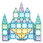 Château en blocs magnétiques colorés pour enfants, construction éducative, jouet créatif, développement cognitif, jeu d'assemblage, architecture ludique.