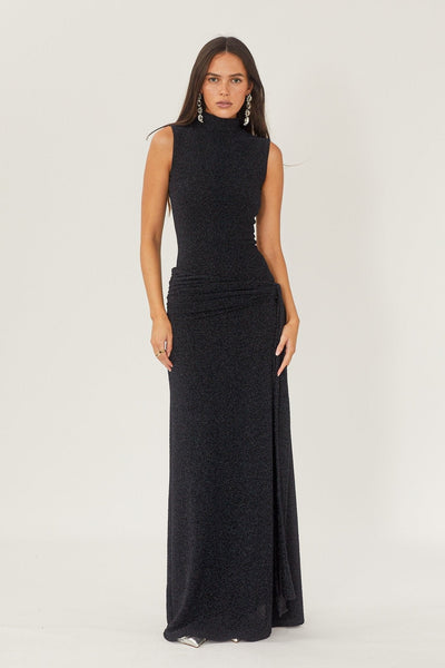 Vestido largo Shanna con cinta metalizada