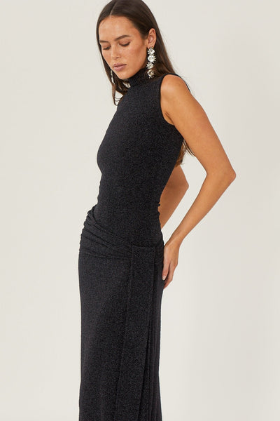 Vestido largo Shanna con cinta metalizada