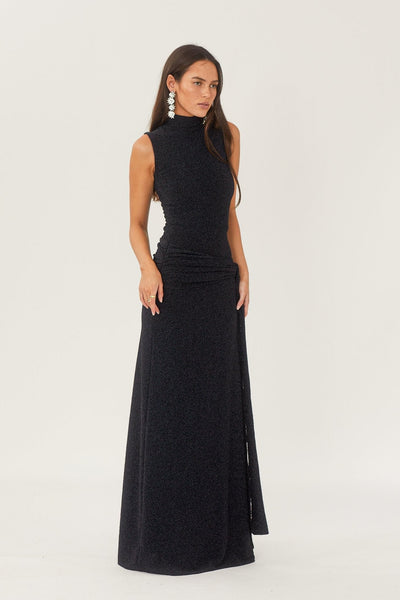 Vestido largo Shanna con cinta metalizada