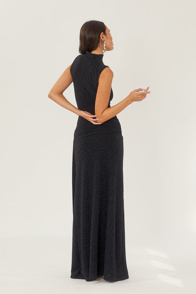 Vestido largo Shanna con cinta metalizada
