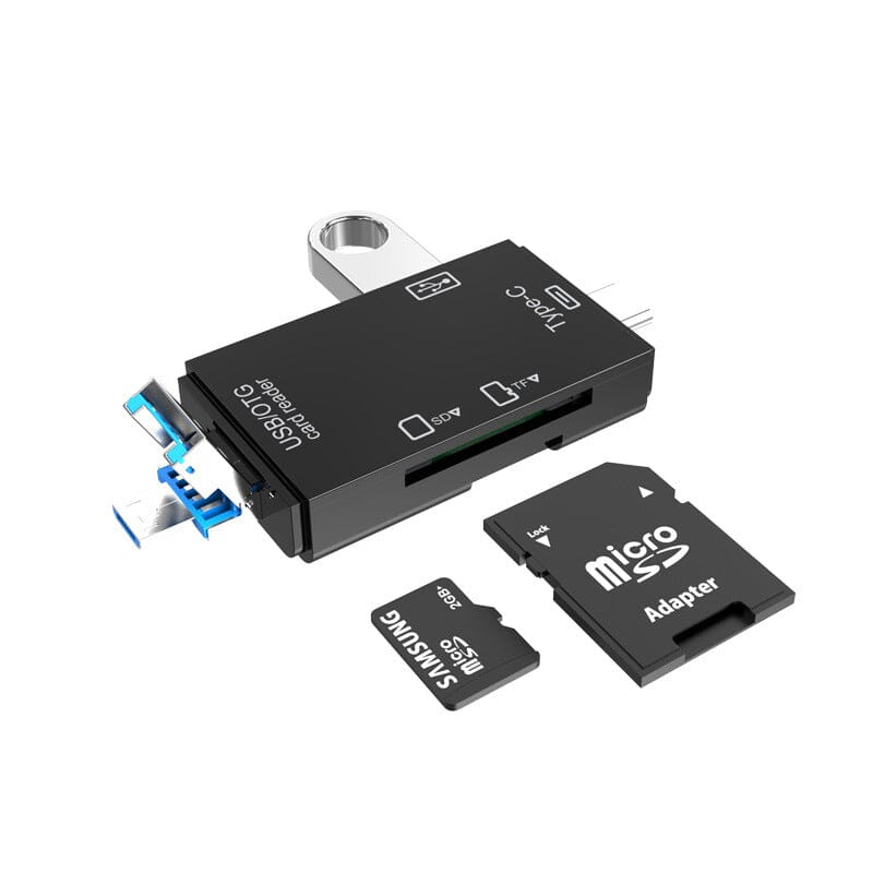 Lecteur de carte USB 3.0 multifonction avec adaptateur microSD et carte Samsung 32 Go, compatible PC et smartphone, transfert rapide de données.