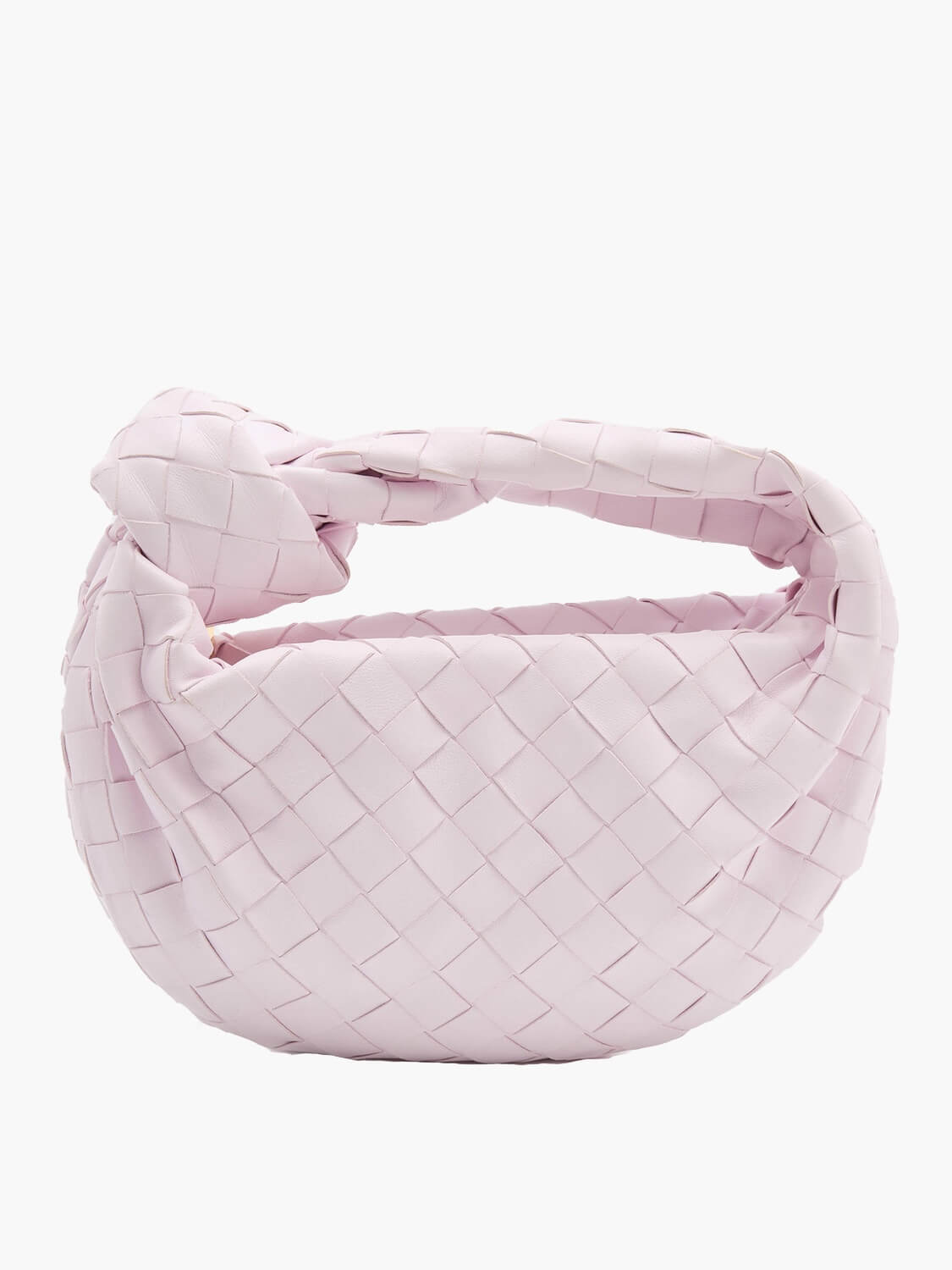 Sac à main rose pâle en cuir tressé, design moderne et élégant, idéal pour la mode féminine. Accessoire tendance et chic pour toutes occasions.