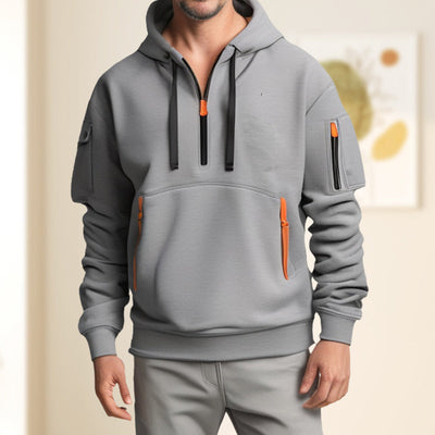 Sudadera con capucha y media cremallera para hombre