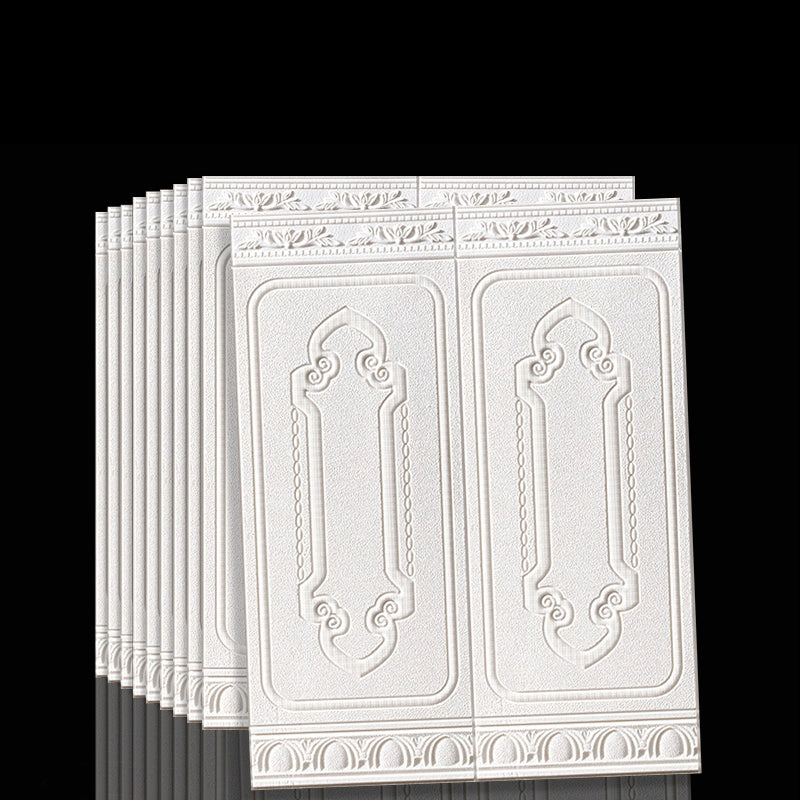 Panneaux muraux 3D en relief blanc, design ornemental classique, décoration intérieure élégante, lot de panneaux décoratifs pour murs.
