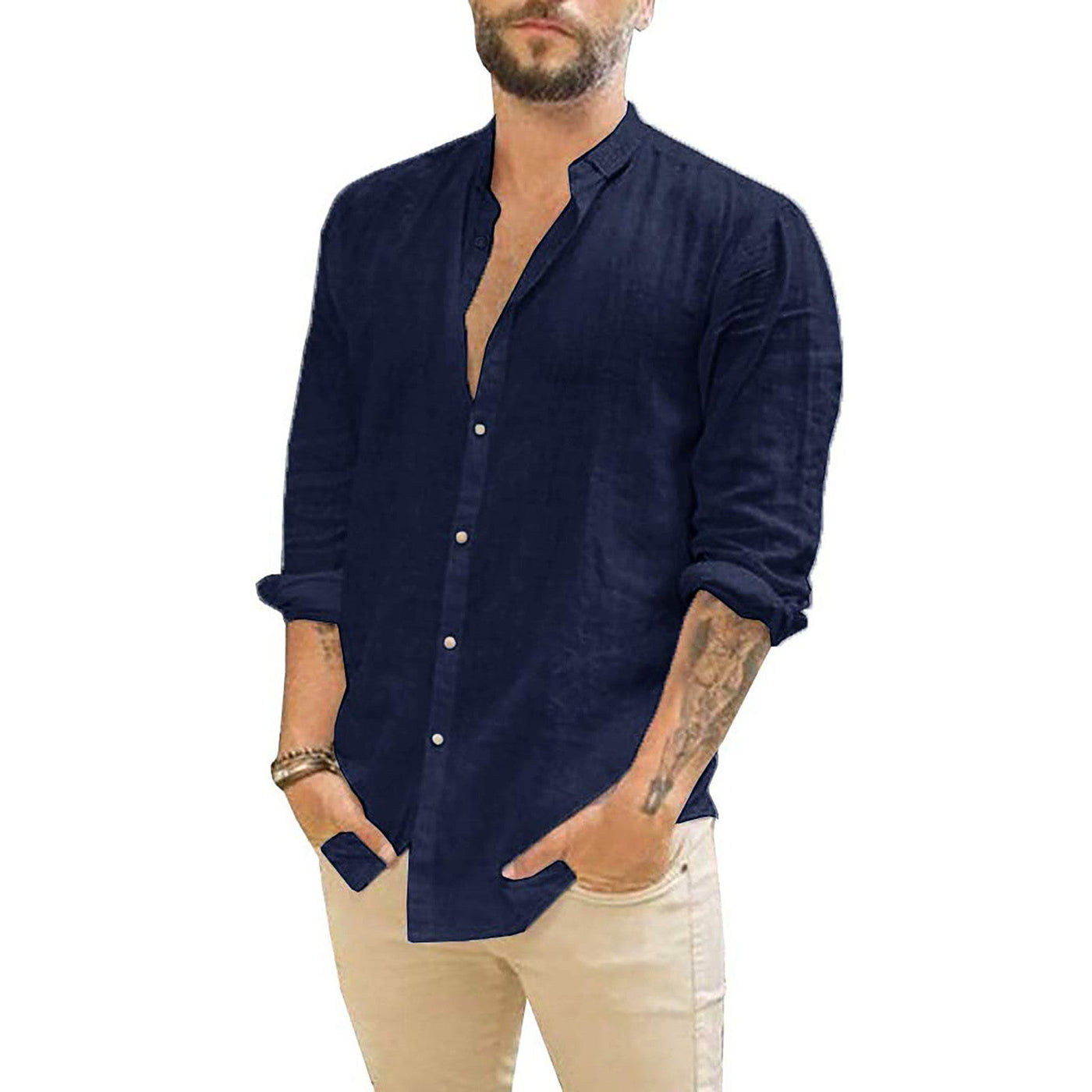 Camisa de lino lisa para hombre | Damian