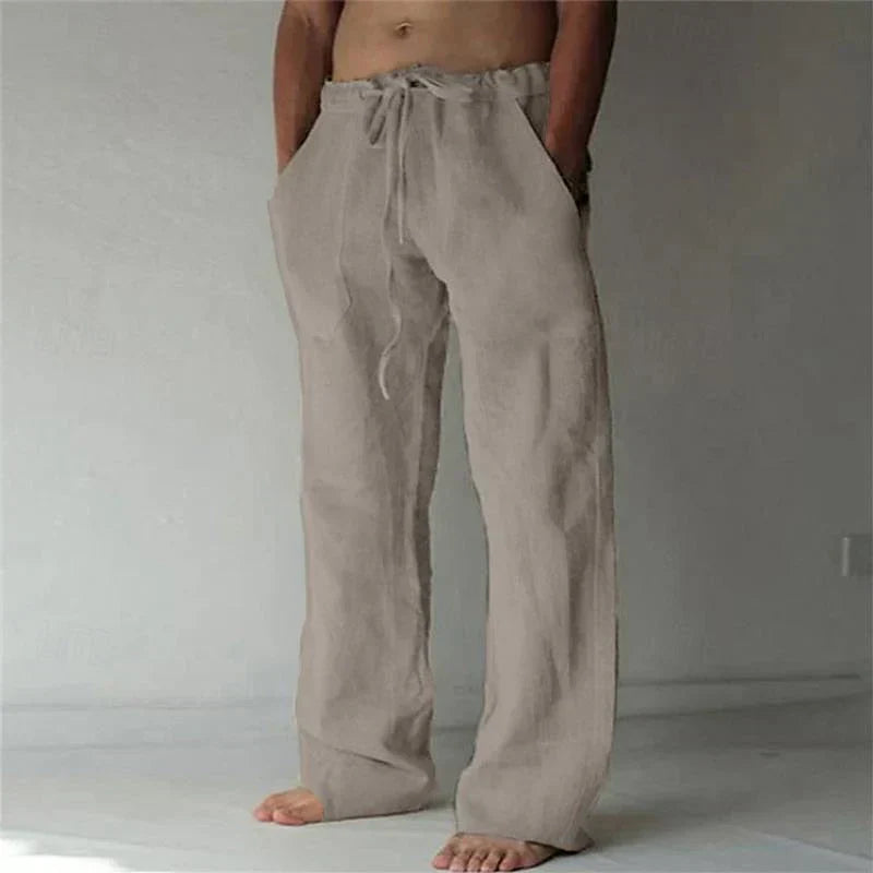 Pantalones holgados de lino para hombre, confeccionados en lino de alta calidad.
