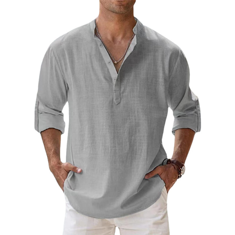 Camisa de lino para hombre: transpirable y elegante para primavera y verano.