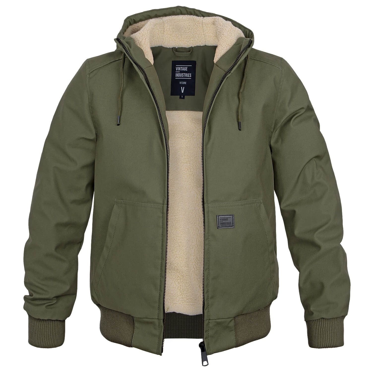 Veste verte à capuche pour homme, doublure en fourrure synthétique, poches avant, fermeture éclair, style décontracté, idéale pour l'hiver.