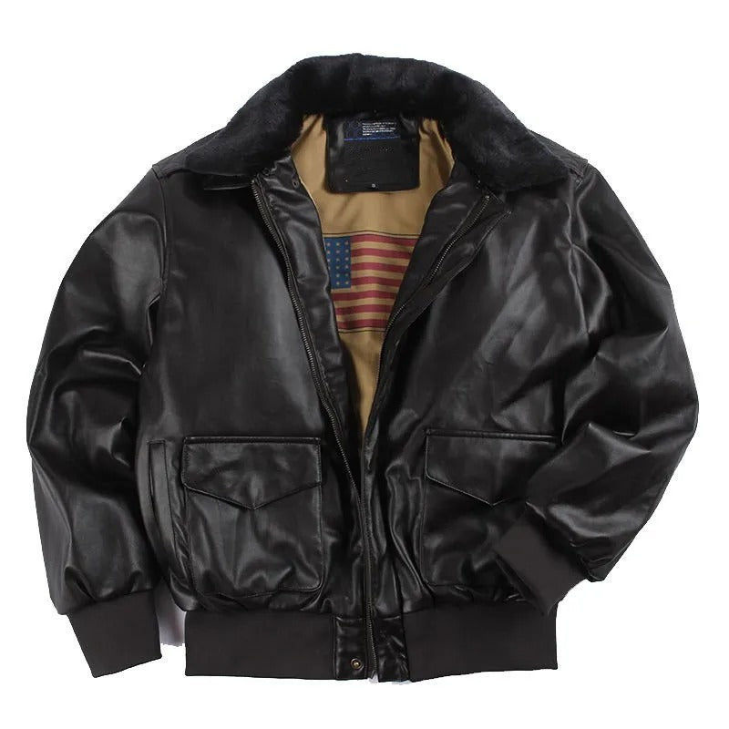 Lester - Veste de moto en cuir vintage d'hiver